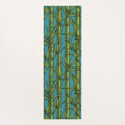 Bamboebos op blauw yogamat (Achterkant)
