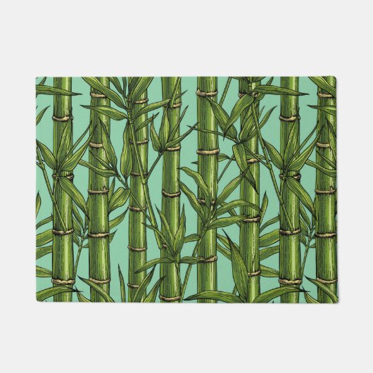 Bamboebos op lichtblauw deurmat (Voorkant)