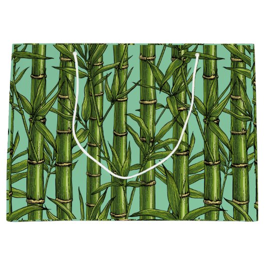 Bamboebos op lichtblauw groot cadeauzakje (Voorkant)