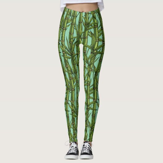 Bamboebos op lichtblauw leggings (Voorkant)