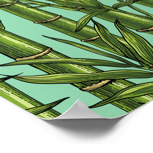 Bamboebos op lichtblauw poster (Hoek)