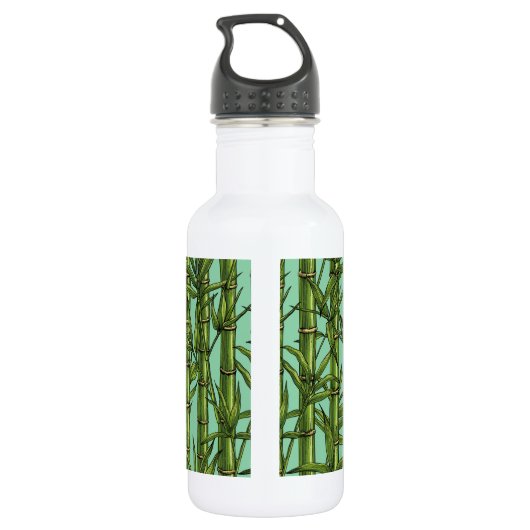 Bamboebos op lichtblauw waterfles  (Achterkant)