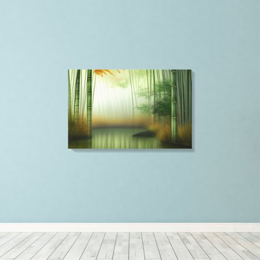 Bamboebos | Traditioneel Chinees schilderij Canvas Afdruk (Insitu (Houten vloer))