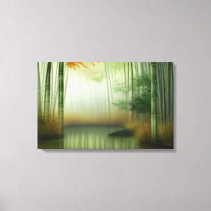 Bamboebos Traditioneel Chinees schilderij Canvas Afdruk