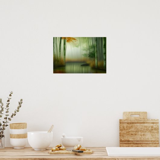 Bamboebos | Traditioneel Chinees schilderij Poster (Keuken)