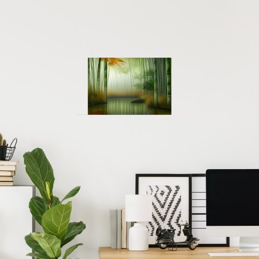 Bamboebos | Traditioneel Chinees schilderij Poster (Thuiskantoor)