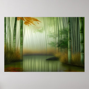Bamboebos   Traditioneel Chinees schilderij Poster