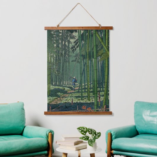 Bamboebos van Saga Fujishima Takeji Hangend Wandkleed (Woonkamer)