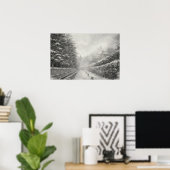 Bamboepad in de Sneeuw – Yang | Japanse Zen Muurku Poster (Thuiskantoor)