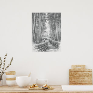 Bamboepad in Licht - Yang Japanse Zen Wandkunst Poster