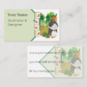 Bamboepad & Lucky Mahjong Chibi Visitekaartje (Voorkant / Achterkant)