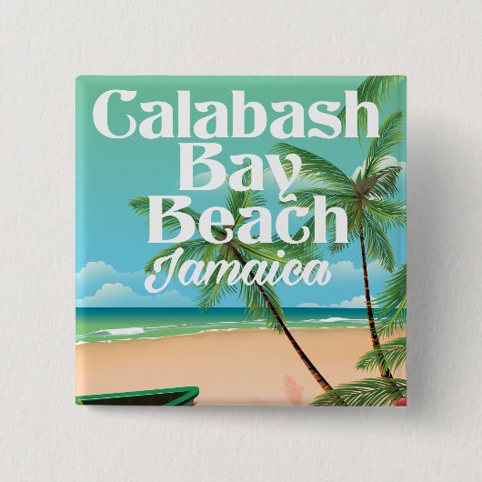 Bamboo Beach Jamaica Vierkante Button 5,1 Cm (Voorkant)
