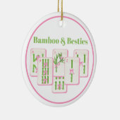 Bamboo & Besties Mahjong Pink & Green Tiles Bows Keramisch Ornament (Rechts)