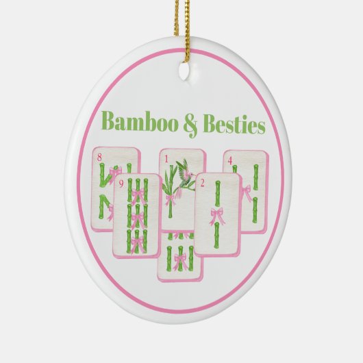 Bamboo & Besties Mahjong Pink & Green Tiles Bows Keramisch Ornament (Rechts)