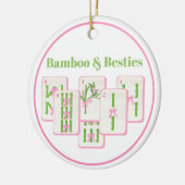 Bamboo & Besties Mahjong Pink & Green Tiles Bows Keramisch Ornament (Links)