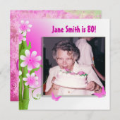 Bamboo Bouquet Birthday Party Kaart (Voorkant / Achterkant)