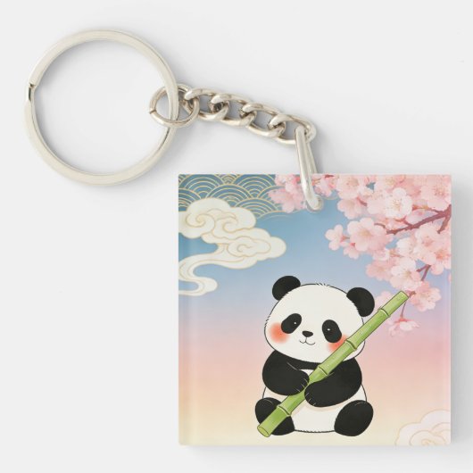 Bamboo & Cherry Panda Keychain (voorkant)