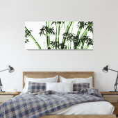 Bamboo Chinese Art - één - groen Canvas Afdruk (Insitu (Slaapkamer))
