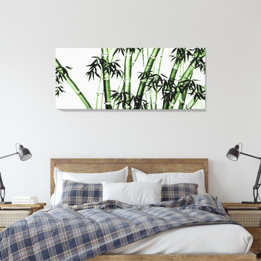 Bamboo Chinese Art - één - groen Canvas Afdruk (Insitu (Slaapkamer))