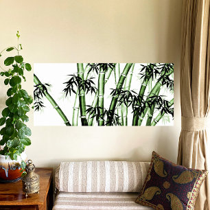 Bamboo Chinese Art - één - groen Foto Afdruk