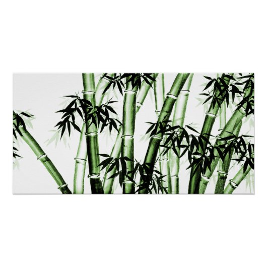 Bamboo Chinese Art - één - groen Perfect Poster (Voorkant)