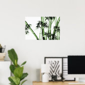 Bamboo Chinese Art - één - groen Poster (Thuiskantoor)