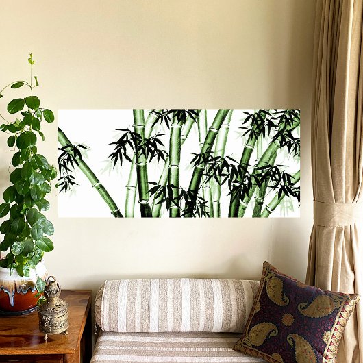 Bamboo Chinese Art - één - groen Poster