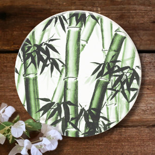 Bamboo Chinese Art - één - groen Zandsteen Onderzetter