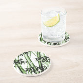 Bamboo Chinese Art - één - groen Zandsteen Onderzetter (Zijkant)