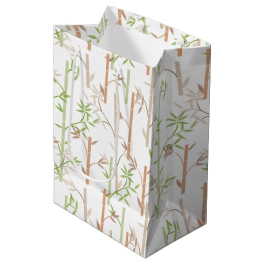 Bamboo Foliage Oriental Greenery Leaves Medium Cadeauzakje (Voorkant Gekanteld)