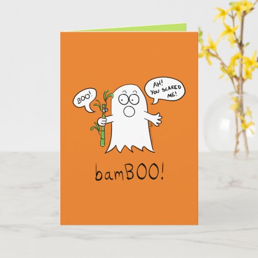 BamBOO Ghost Halloween Wenskaart Kaart (Gele Bloem)