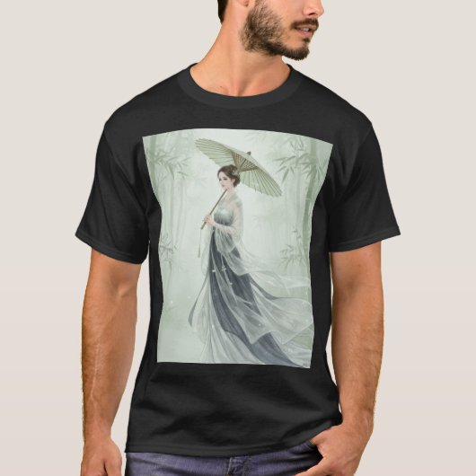 Bamboo Grace – East Asian Elegance in a Misty Fore T-shirt (Voorkant)