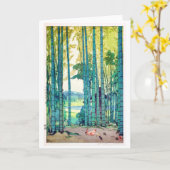 Bamboo Grove, Hiroshi Yoshida, Woodcut Kaart (Gele Bloem)