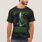 Bamboo Grove Pixelated Oasis River T-shirt (Voorkant)
