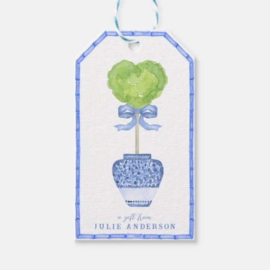 Bamboo Heart Topiary Garden | Chinoiserie Cadeaulabel (Voorkant)
