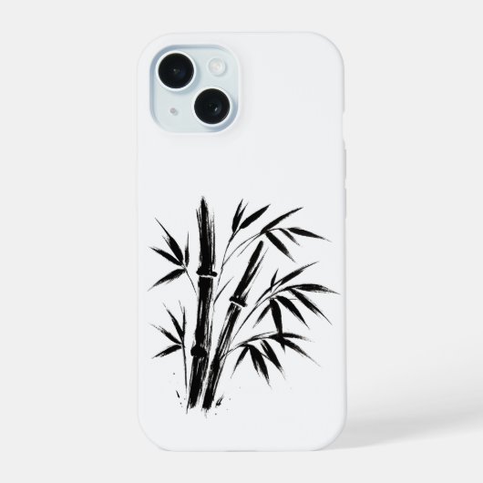 Bamboo-inktillustratie – Zen-ontwerp op iPhone 15 Case (Achterkant)