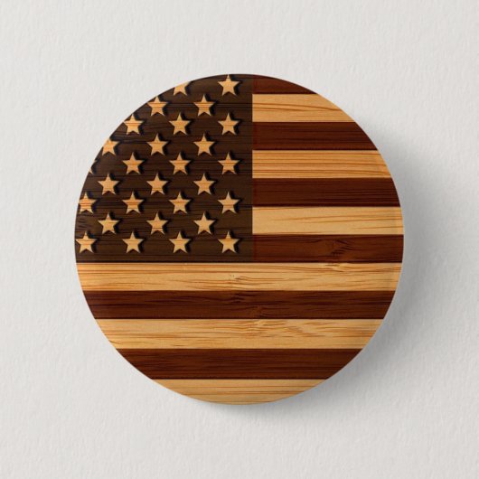 Bamboo Kijk & gegraveerd Amerikaanse vlag Ronde Button 5,7 Cm (Voorkant)