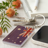 Bamboo Kijk & gegraveerd Australië Australische vl Sleutelhanger (Voorkant Rechts)