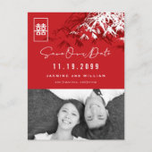 Bamboo laat dubbelgeluksfoto achter op de datum wa aankondigingskaart (Voorkant)