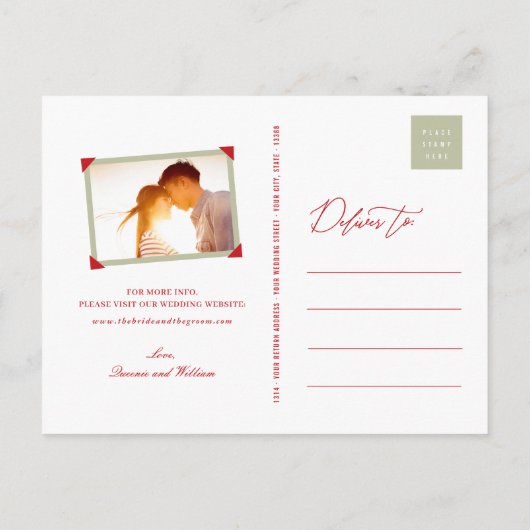 Bamboo laat dubbelgeluksfoto achter op de datum wa aankondigingskaart (Achterkant)