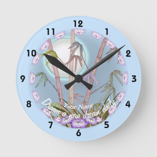 Bamboo Lotus Moon Ronde Klok (Voorkant)