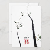© Bamboo Love Double Happiness Chinese Wedding Kaart (Voorkant / Achterkant)