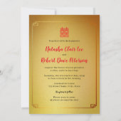 ©Bamboo Love/ Red Gold Chinese Wedding Kaart (Achterkant)