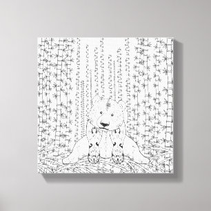 Bamboo Panda Doodle 6 Canvas Afdruk