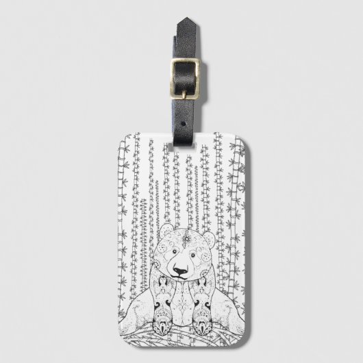Bamboo Panda Doodle Bagagelabel (Voorkant (verticaal))