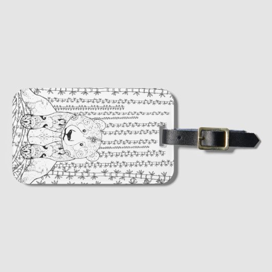 Bamboo Panda Doodle Bagagelabel (Voorkant (horizontaal))