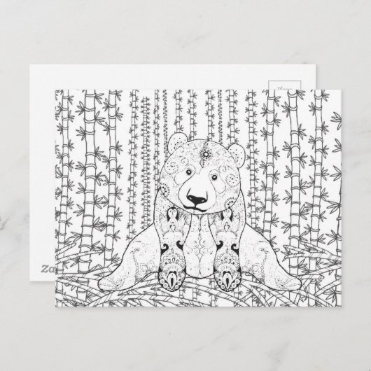 Bamboo Panda Doodle Briefkaart (Voorkant / Achterkant)