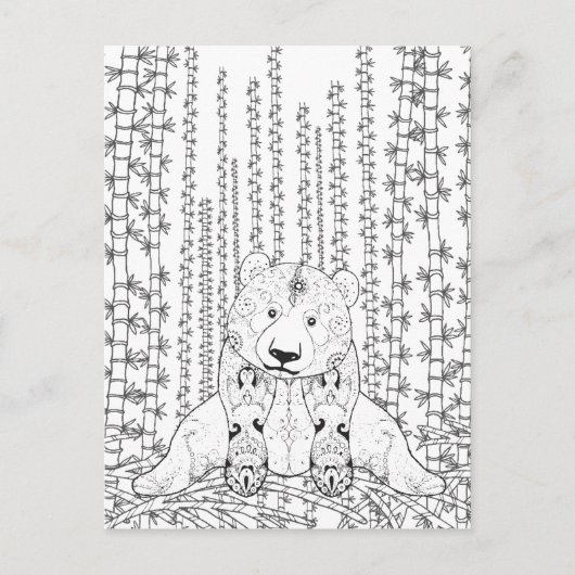 Bamboo Panda Doodle Briefkaart (Voorkant)