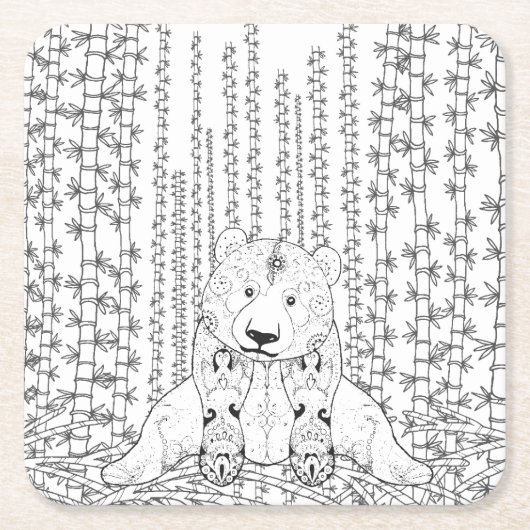 Bamboo Panda Doodle Kartonnen Onderzetters (Voorkant)