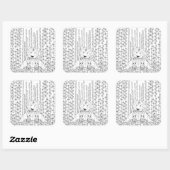 Bamboo Panda Doodle Vierkante Sticker (Vel)